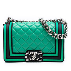 Pre-Loved Chanel Small Bicolor Quilted Lambskin and Rubber Boy Flap